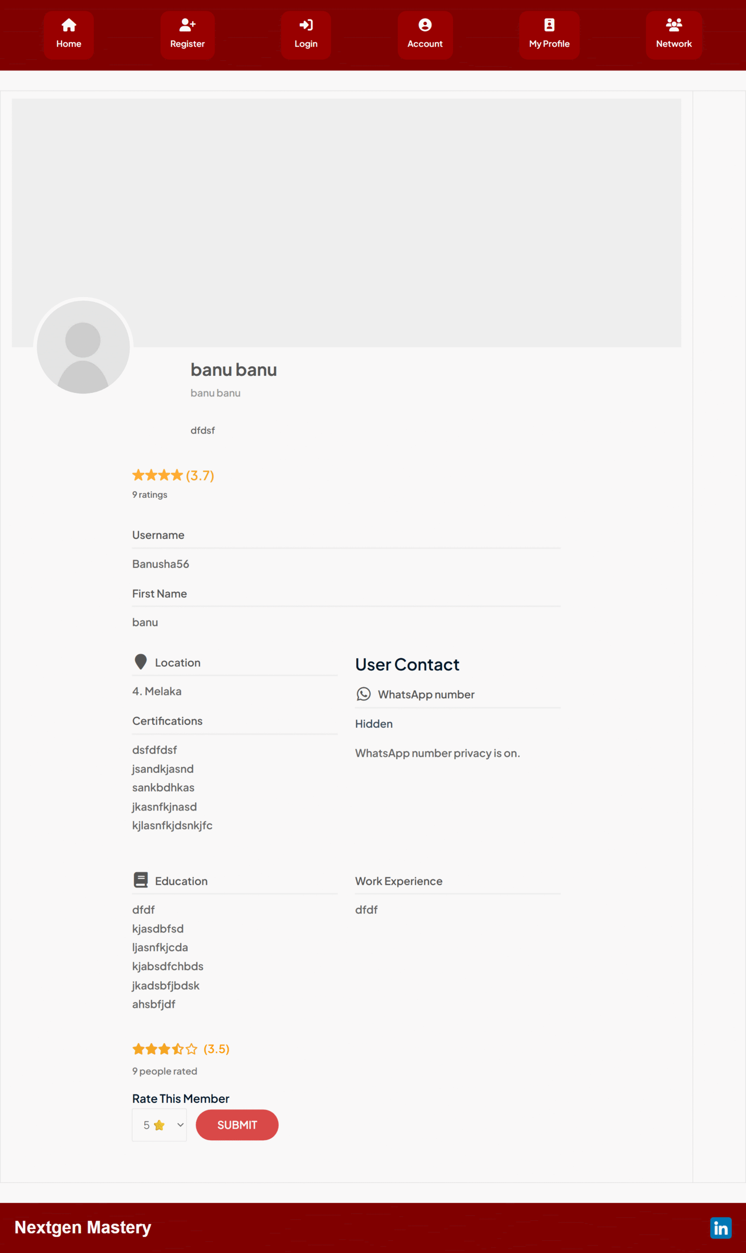 Admin and structure screenshot